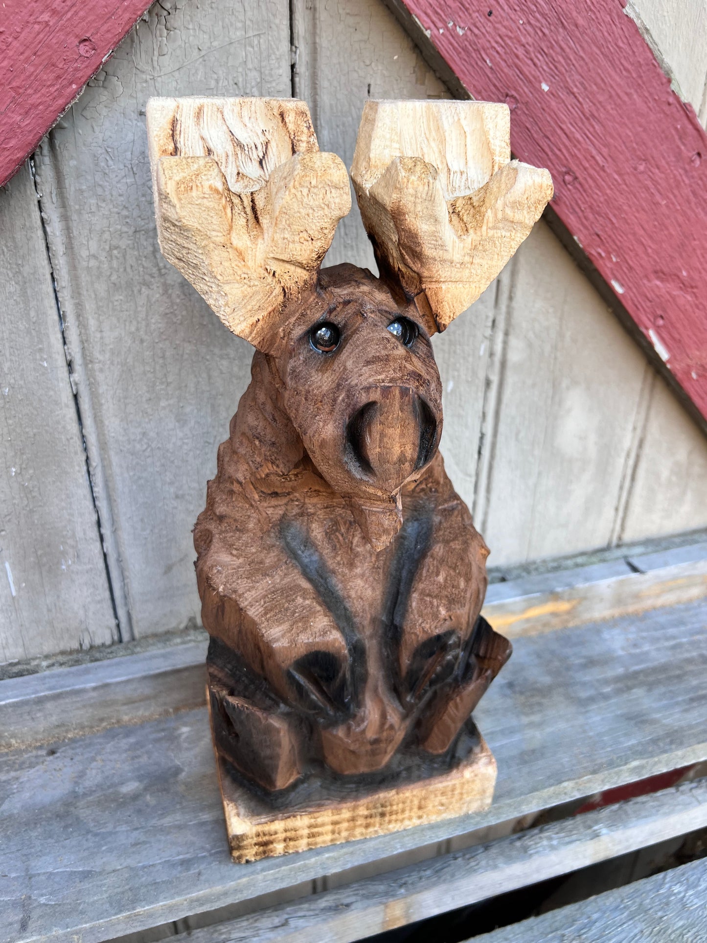 Chainsaw carved moose