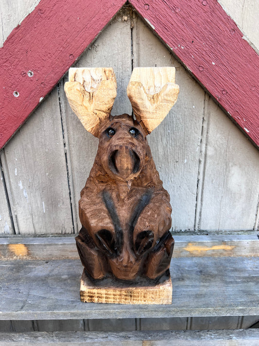 Chainsaw carved moose