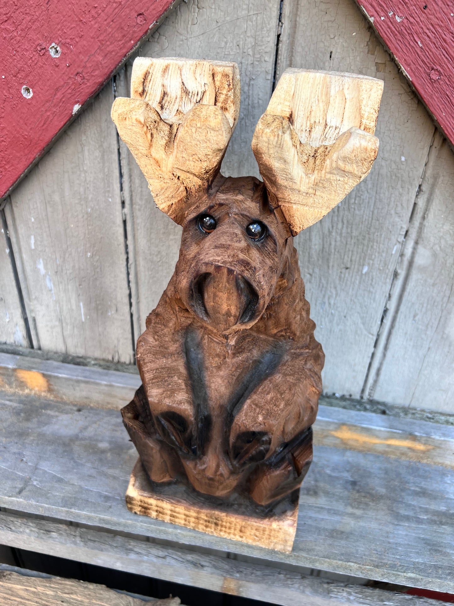 Chainsaw carved moose