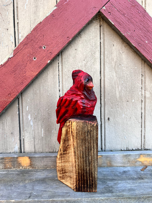 Chainsaw Carved Cardinal