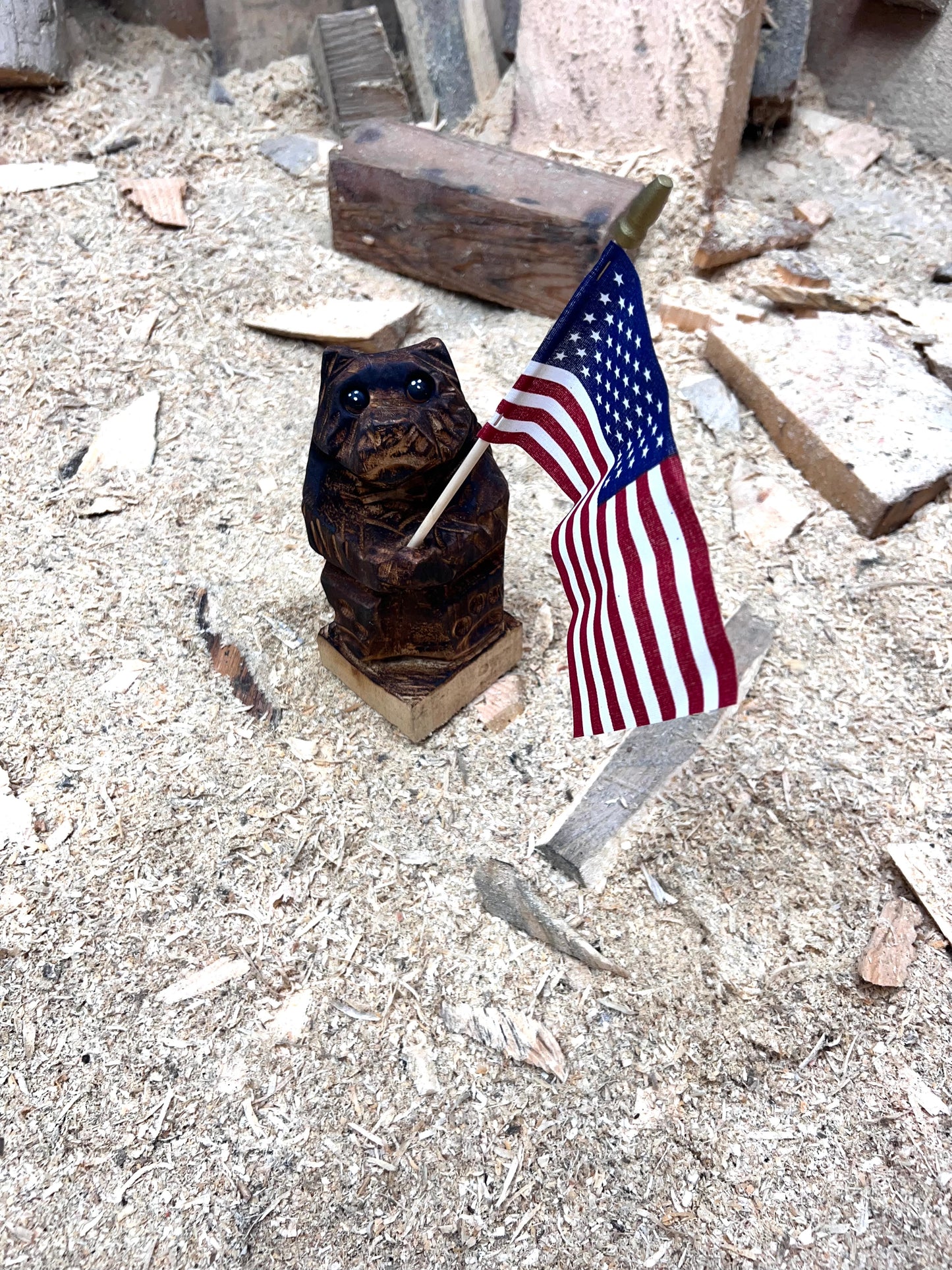Carved Patriot Bear