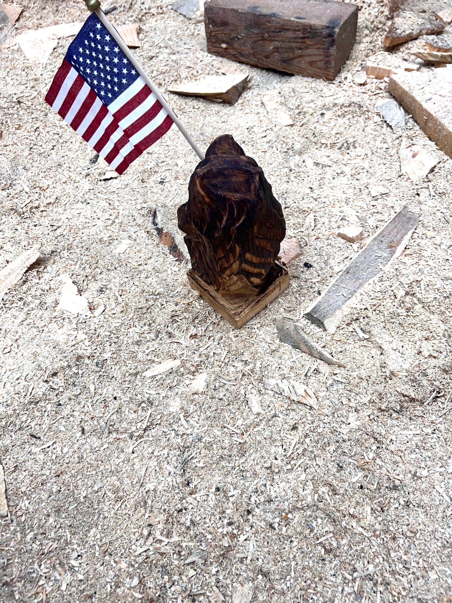 Carved Patriot Bear