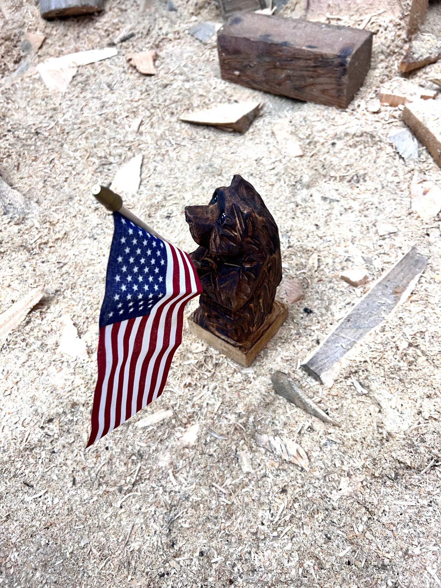 Carved Patriot Bear