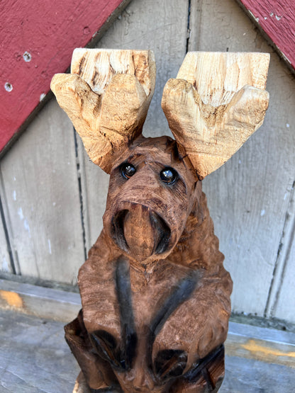 Chainsaw carved moose