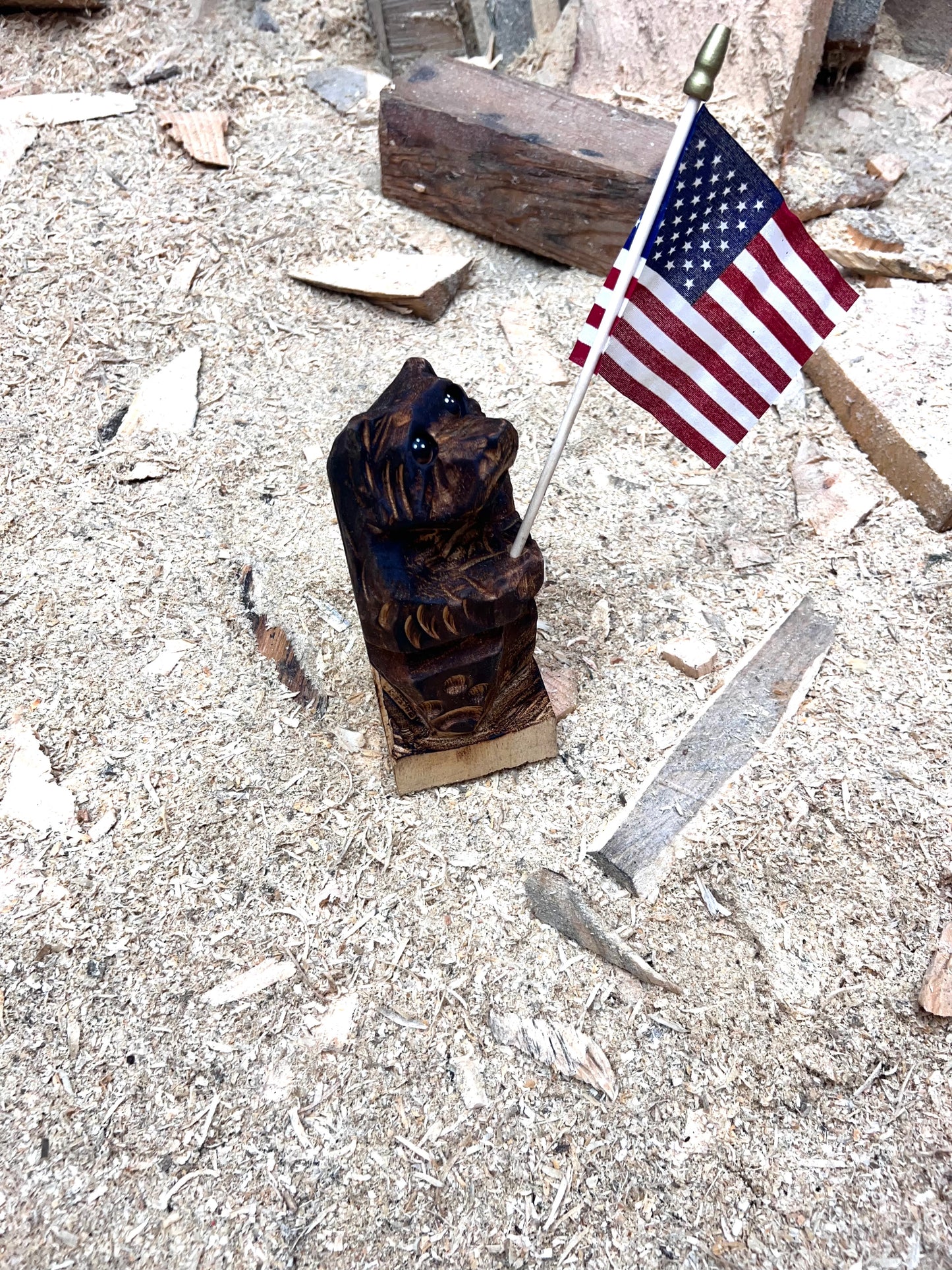 Carved Patriot Bear